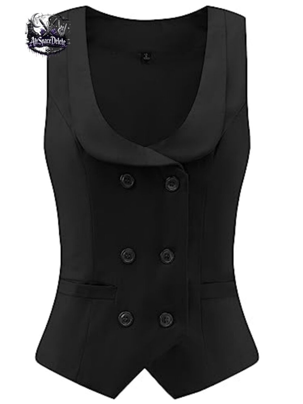 Double Breasted Vest Tops for Women Lapel Collar Slim Fit Suit Vest